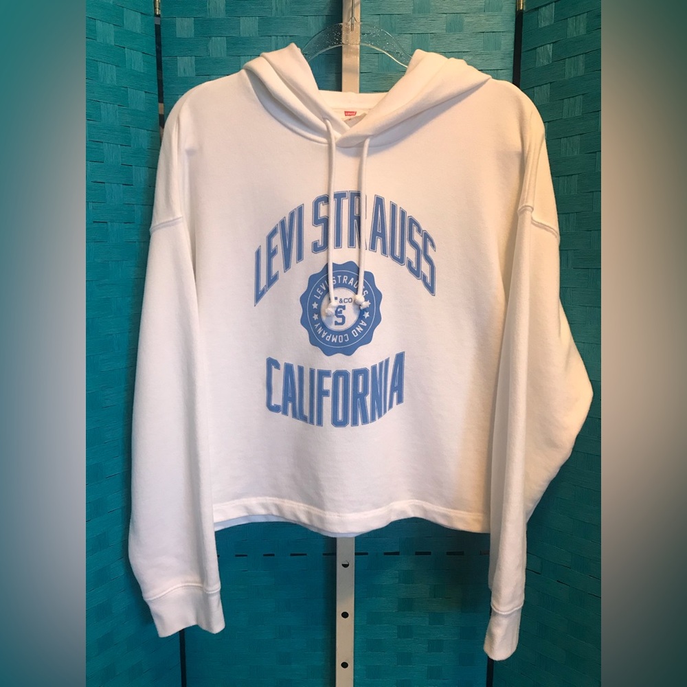 Levi’s Levi Strauss California Cropped Hoodie Sweatshirt Top White